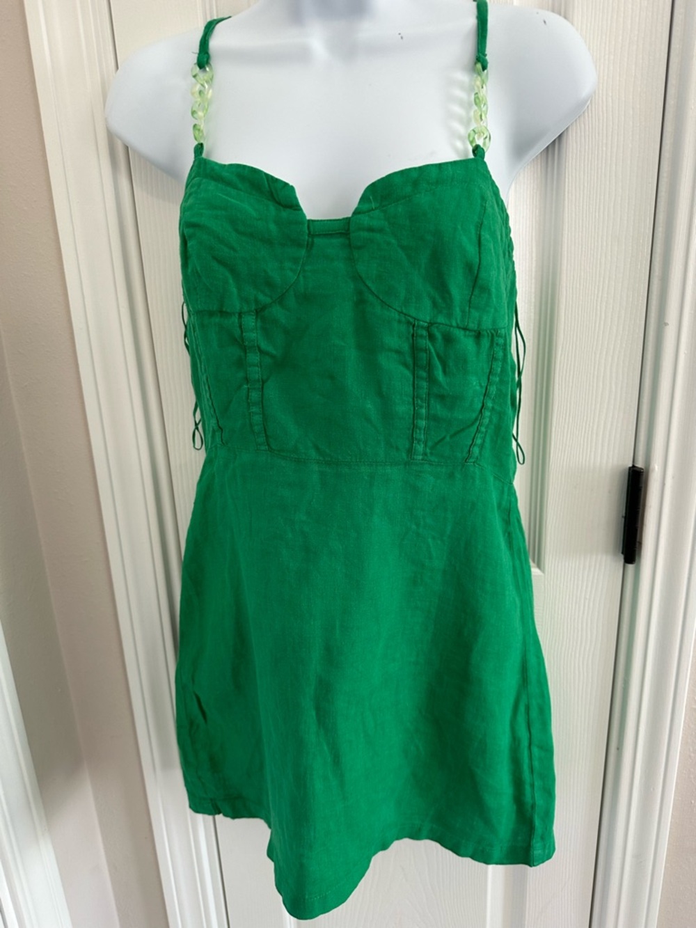Zara Emerald Linen Bustier Mini